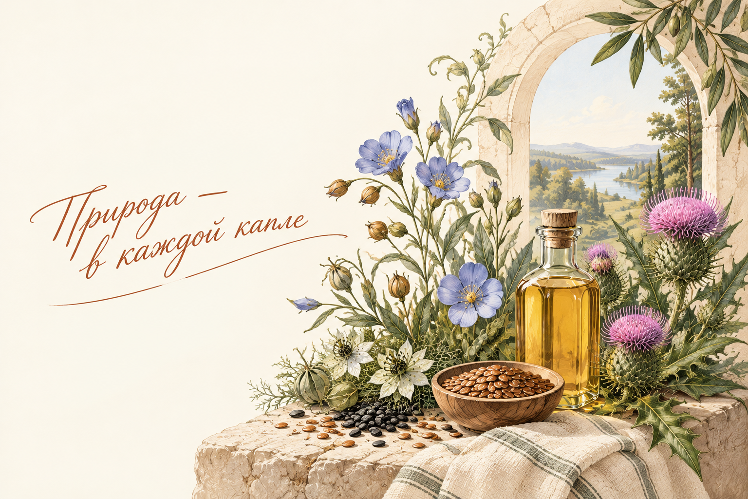 Природа — в каждой капле: масло среди льна, расторопши и других растений